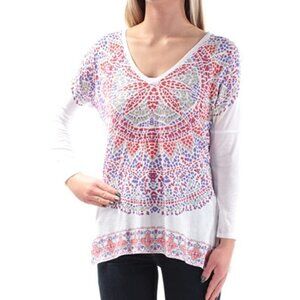 Lucky Brand Women's Border Mandala Tee, Lucky Whit